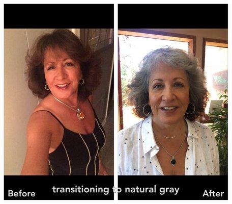 My client wanted to embrace her natural color from previous dark hair coloring- she gets many compliments now!