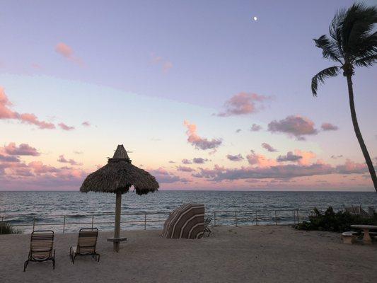 Sandy sitting area above the beach