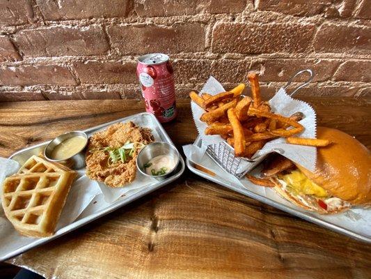 Chicken and Waffle Burger and Envy Burger