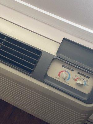 Air conditioner that stayed on high all night only to leave us sweating.