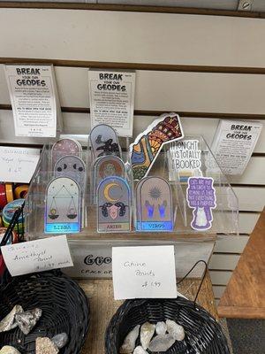 Cute zodiac stickets and crystal stones!