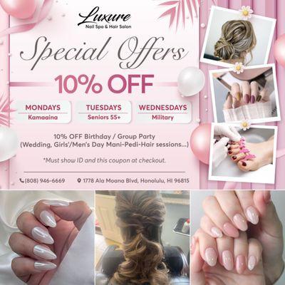 SPECIAL OFFERS
 10% OFF