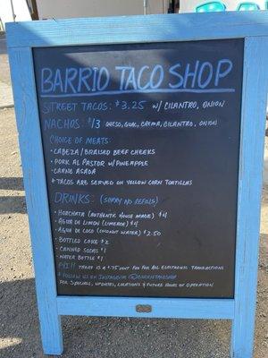 Barrio Taco Shop Menu