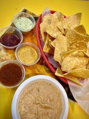 Excellent salsa choices - love the bean dip