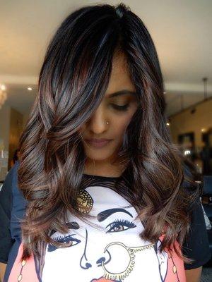 First example of a caramel balayage I showed the woman.