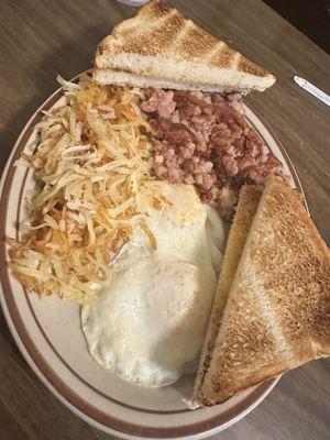 Corned beef hash and eggs