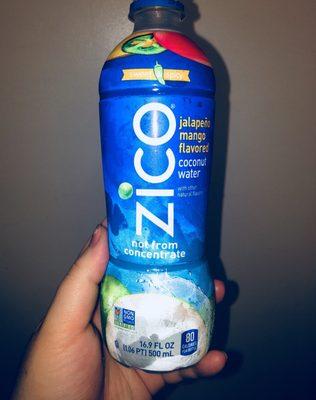 Mango & Jalapeno flavored coconut water. Wow! Different!