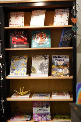 Art books, coloring books and just plain fun sticker books!