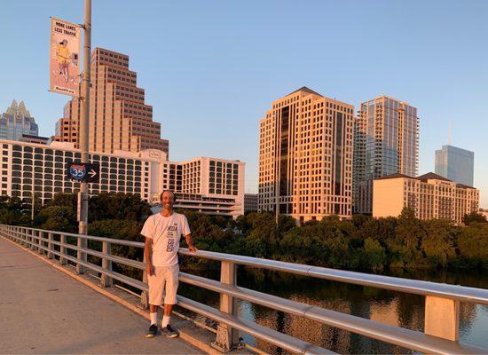 Appreciating the setting before the crowds arrived on the bridge.