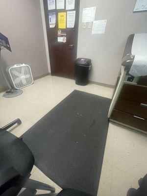 Dirty rug in exam room