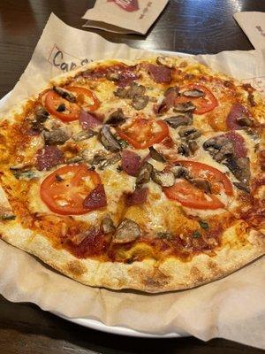 Dillon James pizza with mushroom and salami