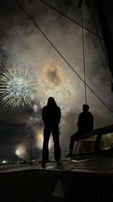 Fireworks on San Diego bay from the boat