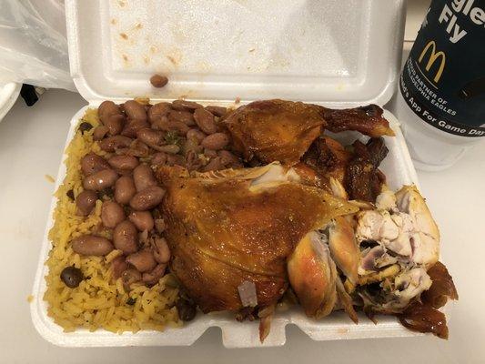 White and dark meat, rice and beans - $10!