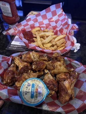 Honey garlic wings and fries