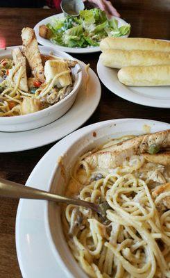 Chicken tetrazzini, bred sticks and a caesar salad! Enough said!