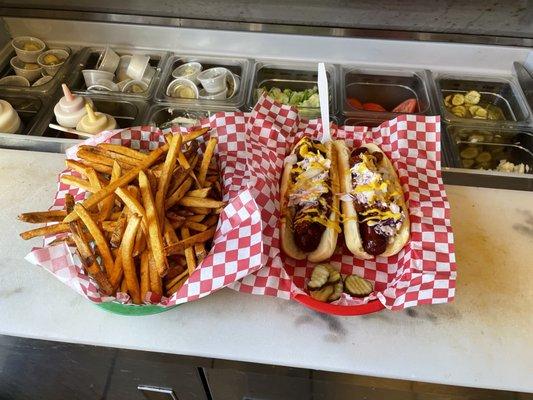 Classic Hot dogs and Fries - great for sharing.