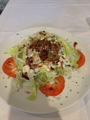 Amazing wedge salad.  Enjoyed the caramelized onions