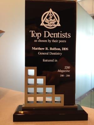 Dr. Rolfon's been featured in 5280's "Top Dentists"! Rated a top dentist by his dental peers.