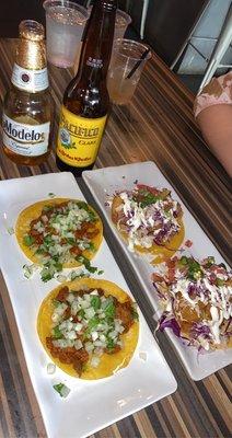 Pastor tacos, fish tacos