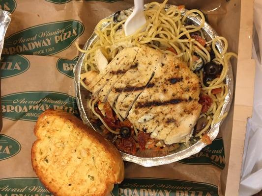 Mediterranean spaghetti + chicken