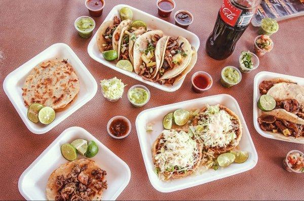 Sopes, Tacos, Quesadillas, and Mexican sodas.