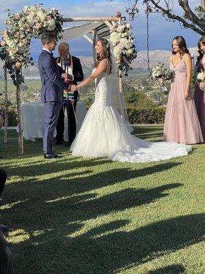 Chuppah with floral arrangements