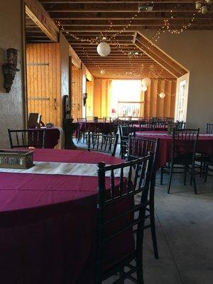 Reception area inside the French barn.