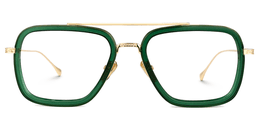 Mixed material aviator frame in green.