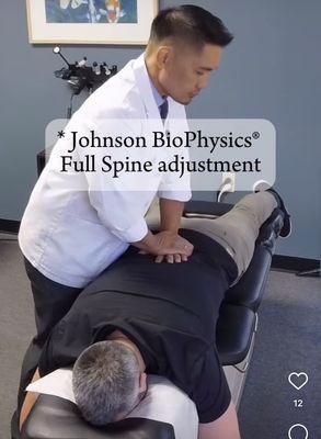 We perform full spine drop table adjustments in the prone position