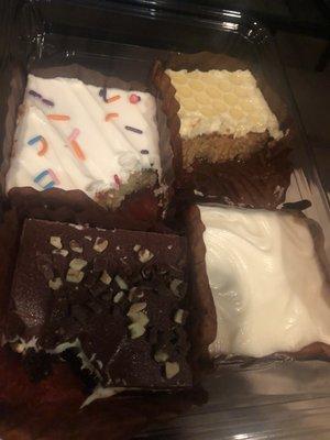 S'mores brownie, Celly blonde brownie, buzzer beater (honey-crisp) THE BEST!!  Lastly.. the Vanilla Brownie (lower right corner)