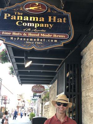 My husband modeling a hat from a previous visit.