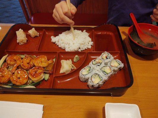 Lunch bento, shrimp tariyaki