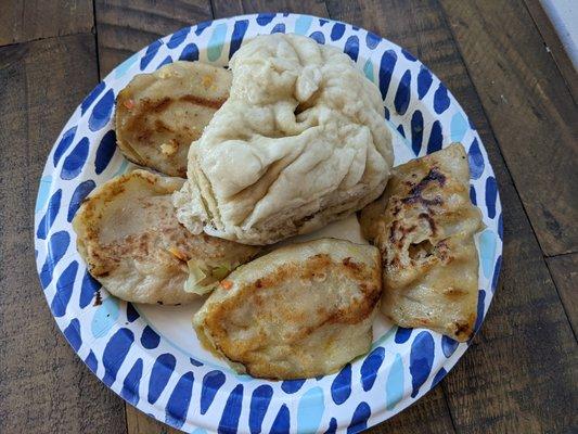 Plate of dumplings and pancake