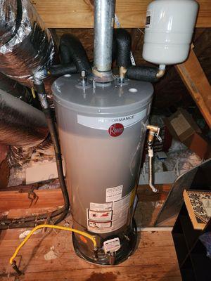 Gas Water Heater installed in Attic