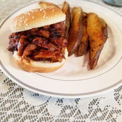 BBQ Shredded Chick'n Sandwich on our lunch menu