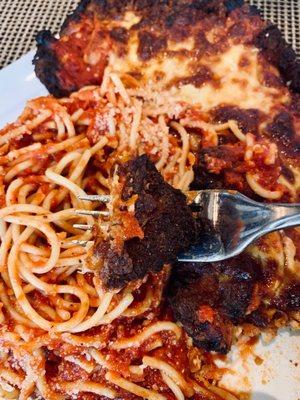 Burnt chicken in the Chicken parmesan