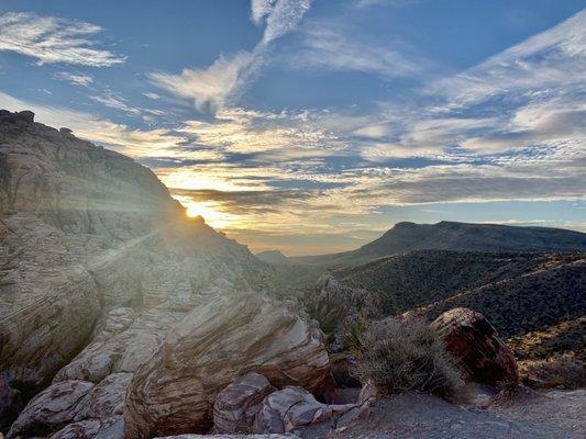 Calico Hills. You do need to get out of your car and walk down the trail for 2 minutes to get to this spot. Do it!!!!