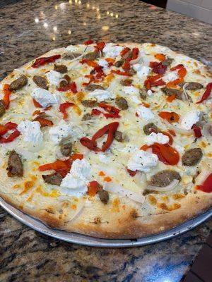 sausage and ricotta gourmet pizza