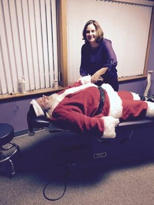 Even SANTA got an adjustment.  Chiropractic, Acupuncture, Massage, Nutrition and much more available at this office.