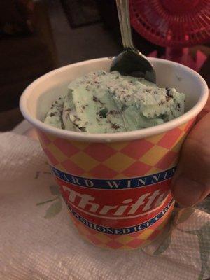 Double scoop mint chocolate chip and cookie dough so good