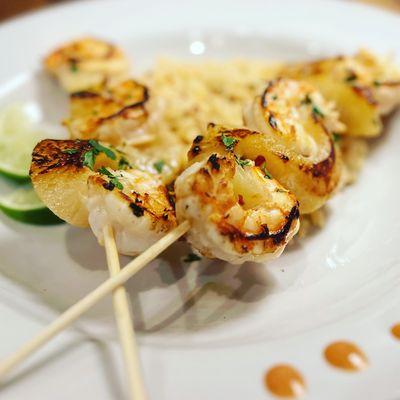 Seared Shrimp Skewers with Herbed Jasmine Rice