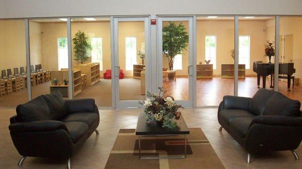 Lobby, Music Room, and Computer Lab/Library