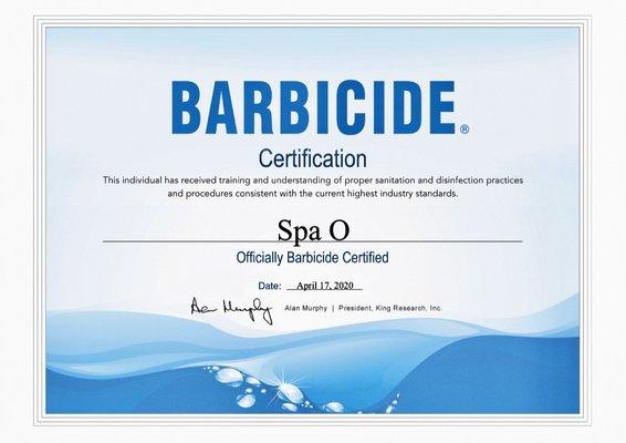 Barbicide certified