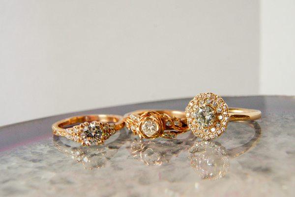 One of a kind rose gold and diamond rings!