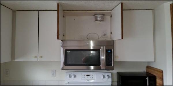 Installed Wiring In Cabinet And Installed Microwave Oven