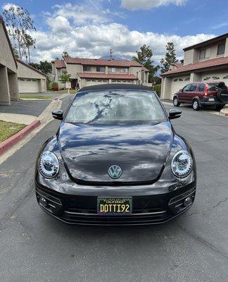 My car with blue tinted headlights