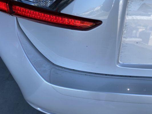 Bumper and indent where license plate is were filthy after the wash.