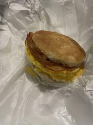 Bacon, egg, biscuit sandwich