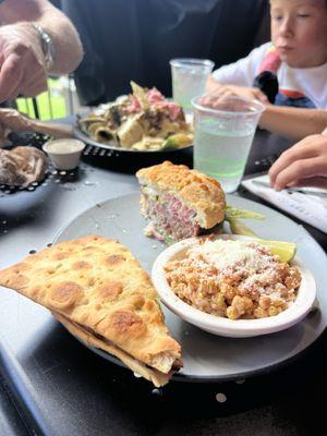 1/2 Italian, 1/2 Burger, street corn