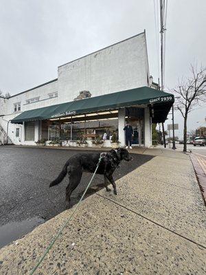 Liberty outside the bakery